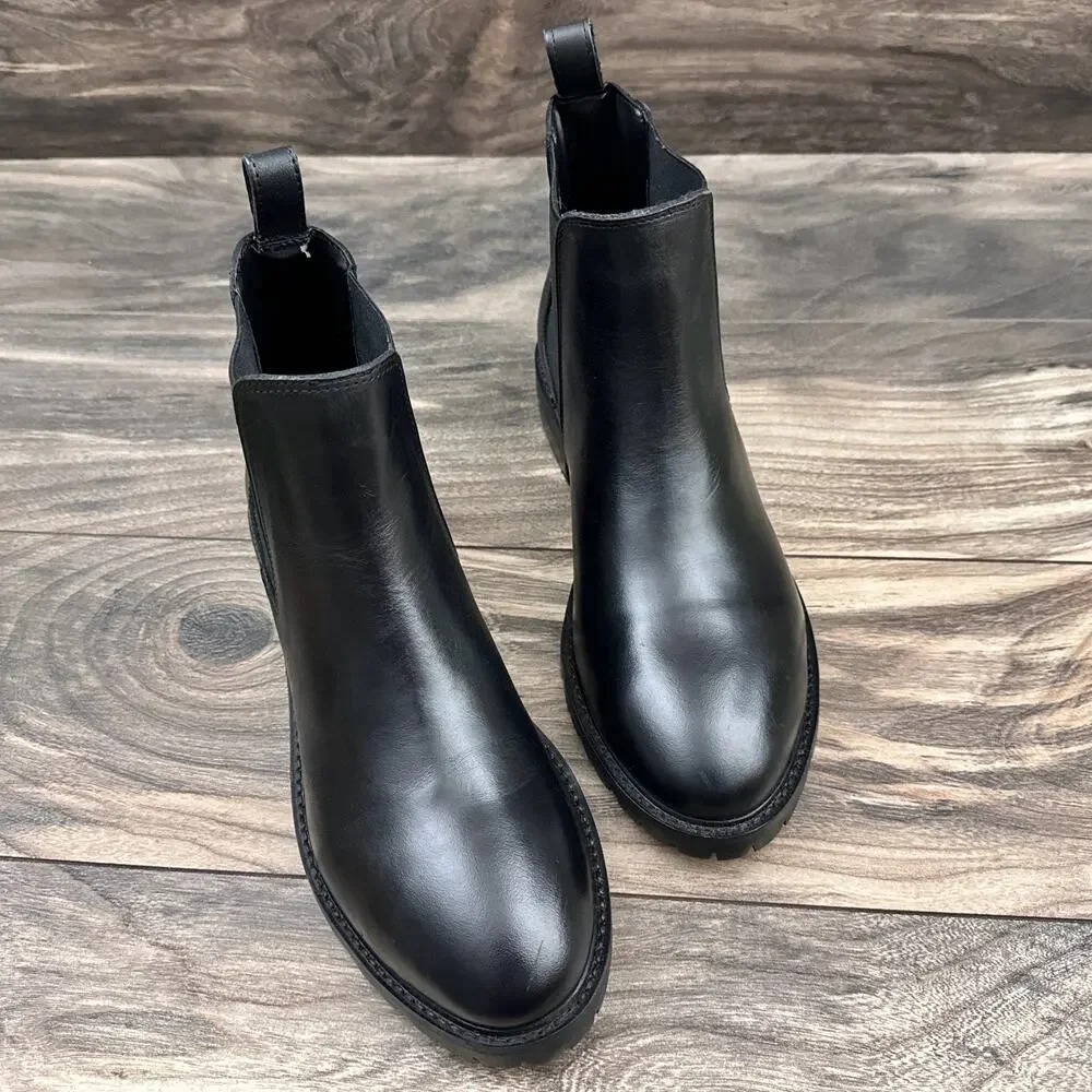 NWOB Steve Madden 9.5M Leopold Black Leather Chelsea Boots Bootie - Picture 2 of 13